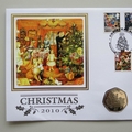 2010 Christmas Isle of Man 50p Pence Coin Cover - Benham Signed UK PNC First Day Covers