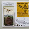 2011 First UK Aerial Post Centenary 1 Crown Coin Cover - Benham Signed UK PNC First Day Covers