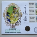 2012 Sheep British Farm Animals Silver Penny Coin Cover - Benham Signed UK PNC