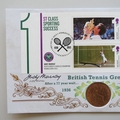 2013 British Tennis Greats 1 Penny Coin Cover - Benham Signed Judy Murray UK PNC