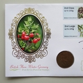2014 British Flora Winter Greenery 1 Penny Coin Cover - Benham Signed UK PNC