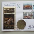 2014 Seaside Architecture 1 Crown Coin Cover - Benham Signed UK PNC First Day Covers