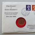 1969 Last Day of Half Penny Coin Cover - UK PNC First Day Covers by Rosendale Stamps