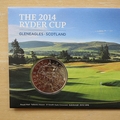 2014 The 2014 Golf Ryder Cup Gleneagles Scotland Medal Cover - Royal Mail First Day Cover