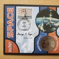 2001 Outer Space Isle of Man 1 Crown Coin Cover - Benham First Day Cover Signed