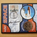 2001 Outer Space Gibraltar 1 Crown Coin Cover - Benham First Day Cover Signed