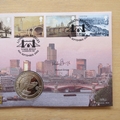 2002 Bridges of London 25 ECU Coin Cover - Benham First Day Cover Signed