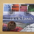 2003 Scotland British Journey 1 Crown Coin Cover - Benham First Day Cover Signed