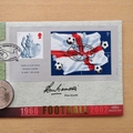 2002 Football World Cup 1 Crown Coin Cover - Benham First Day Cover Signed
