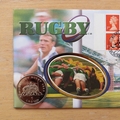 1999 Rugby World Cup 1 Crown Coin Cover - Benham First Day Cover Signed