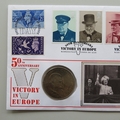 1995 VE Day 50th Anniversary Churchill Crown Coin Cover - Benham First Day Covers