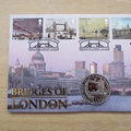 2002 Bridges of London Gibraltar 1 Crown Coin Cover - Benham First Day Cover Signed