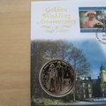 1997 HM QE II Golden Wedding Anniversary 5 Pounds Coin Cover - Falklands First Day Cover by Mercury