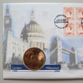 1999 Millennium 2000 Landmarks of London 5 Pounds Coin Cover - Mercury First Day Cover