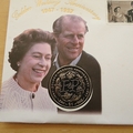 1997 HM QE II Golden Wedding Anniversary 1 Dollar Coin Cover - Sierra Leone FDC - Royal Couple
