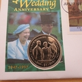 1997 HM QE II Golden Wedding Anniversary 1 Dollar Coin Cover Liberia First Day Covers- Horse Carriage