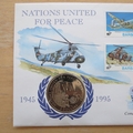 1995 Nations United For Peace 50th Anniversary 5 Dollars Coin Cover - Barbados First Day Cover