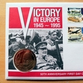 1995 Victory In Europe 50th Anniversary 5 Pounds Coin Cover - Isle of Man First Day Cover