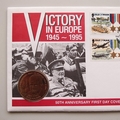 1995 Victory In Europe 50th Anniversary 5 Pounds Coin Cover - Isle of Man First Day Cover