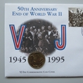 1995 VJ Day 50th Anniversary End of WWII 2 Pounds Coin Cover - Mercury First Day Cover
