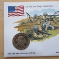 1994 D-Day 50th Anniversary Omaha Beach 5 Crowns Coin Cover - Grand Turks First Day Cover