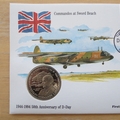 1994 D-Day Landings 50th Anniversary Sword Beach 5 Crowns Coin Cover - Grand Turk First Day Cover