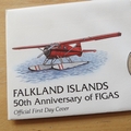 1998 Falkland Islands 50th Anniversary of FIGAS 2 Pounds Coin Cover - First Day Covers