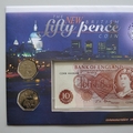 1997 The New British 50p Pence Coins 10 Shillings Banknote Coin Cover - UK First Day Covers
