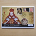 2008 Queen Elizabeth I 450th Anniversary Silver 5 Pounds Coin Cover - First Day Cover by Westminster