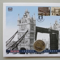 2002 London Bridges 1 Crown Coin Cover - First Day Cover by Mercury