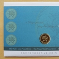 2003 Wales One Pound Coin Anniversary 1 Pound Coin Cover - First Day Cover by Mercury