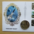 2011 First Man on Moon 30th Anniversary Crown Coin Cover - Rocket Man Benham First Day Cover