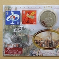 1999 Millennium Countdown Travellers 1 Crown Coin Cover - Benham First Day Cover