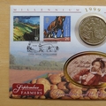 1999 Millennium Countdown Farmers Gibraltar 1 Crown Coin Cover - Benham First Day Cover