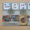 2001 Merry Christmas 50p Pence Coin Cover - Benham First Day Cover