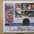 2003 Coronation HM QEII 50th Anniversary 5 Pounds Coin Cover - First Day Cover Mercury