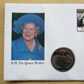 2002 Life & Times of The Queen Mother 1 Dollar Coin Cover - Nauru First Day Cover by Mercury