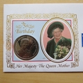 1995 HM The Queen Mother 95th Birthday 1 Crown Coin Cover - Benham Isle of Man First Day Cover