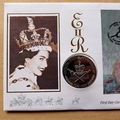 1993 Queen Elizabeth II 40th Coronation Anniversary 5 Crowns Coin Cover - Turks & Caicos FDC