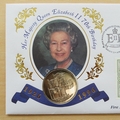 1996 Queen Elizabeth II 70th Birthday 5 Pounds Coin Cover - Jersey First Day Cover by Mercury