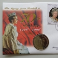 1996 Queen Elizabeth II 70th Birthday 10 Dalasis Coin Cover - The Gambia First Day Covers