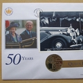 2002 The Queen's Golden Jubilee 5 Pounds Coin Cover - Alderney First Day Cover by Mercury