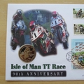 1996 Isle of Man TT Race 90th Anniversary 1 Crown Coin Cover - IOM First Day Cover by Mercury