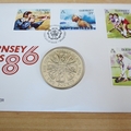 1986 Commonwealth Games Guernsey 2 Pounds Coin Cover  - First Day Cover Royal Mint