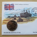 1994 D-Day 50th Anniversary Gold Beach 5 Crown Coin Cover - Turks & Caicos First Day Cover