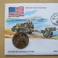 1994 D-Day 50th Anniversary Juno Beach 5 Crown Coin Cover - Turks & Caicos First Day Cover