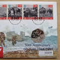 1994 D-Day 50th Anniversary Silver 50p Pence Coin Cover - UK First Day Cover