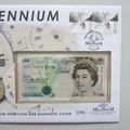 1999 Millennium Silver 5 Pounds Coin & Banknote Cover - UK First Day Cover