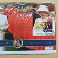 2002 Accession Golden Jubilee HM QEII Silver 50c Coin Cover - Zambia First Day Cover