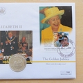 2002 The Golden Jubilee HM Queen Elizabeth II Silver proof 50p Coin Cover - Bequia First Day Cover